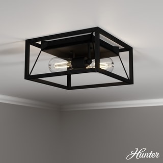 Hunter Doherty 2-Light Flush Mount Ceiling Light - Industrial, Contemporary, Transitional - Low Profile!
