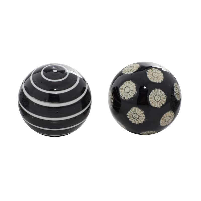 Black or Blue Ceramic Handmade Glossy Decorative Ball Orbs & Vase