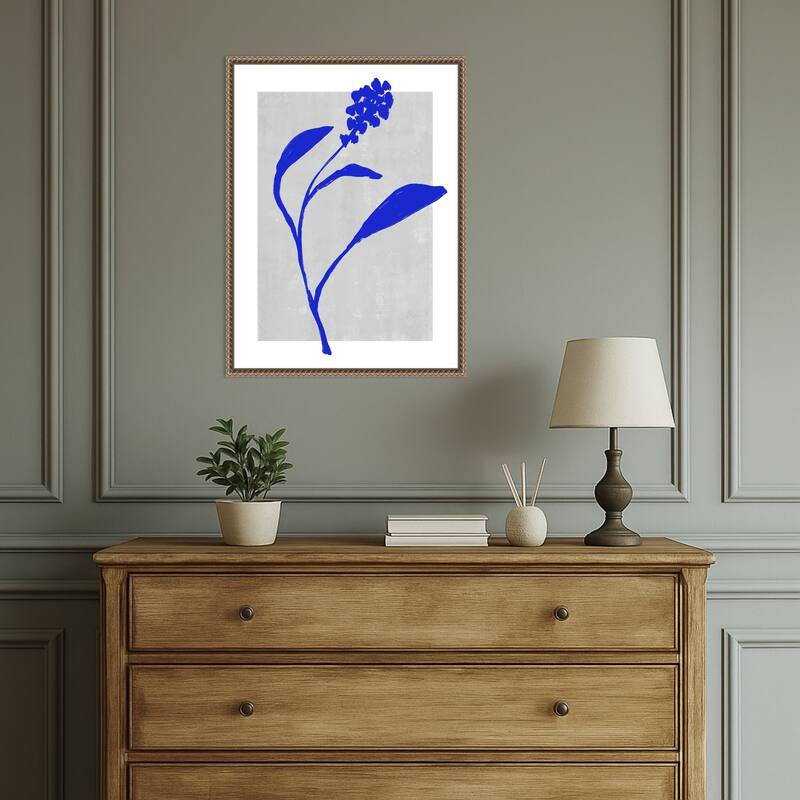 Azure Blossom Silhouette by Treechild Framed Canvas Wall Art Print