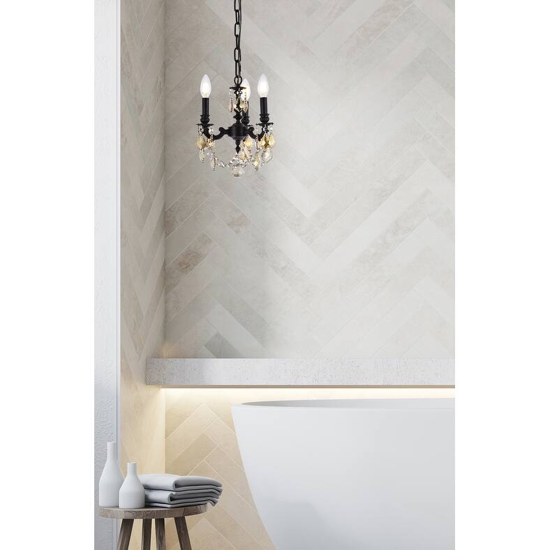 Somette Crystal 3-light Dark Bronze Finish Chandelier