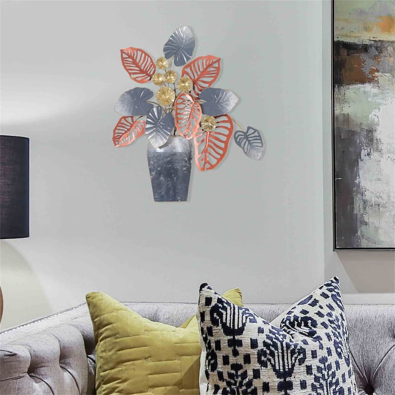 Adeco Metal Flower Wall Decor - 15.51"X19.49"X2.99"
