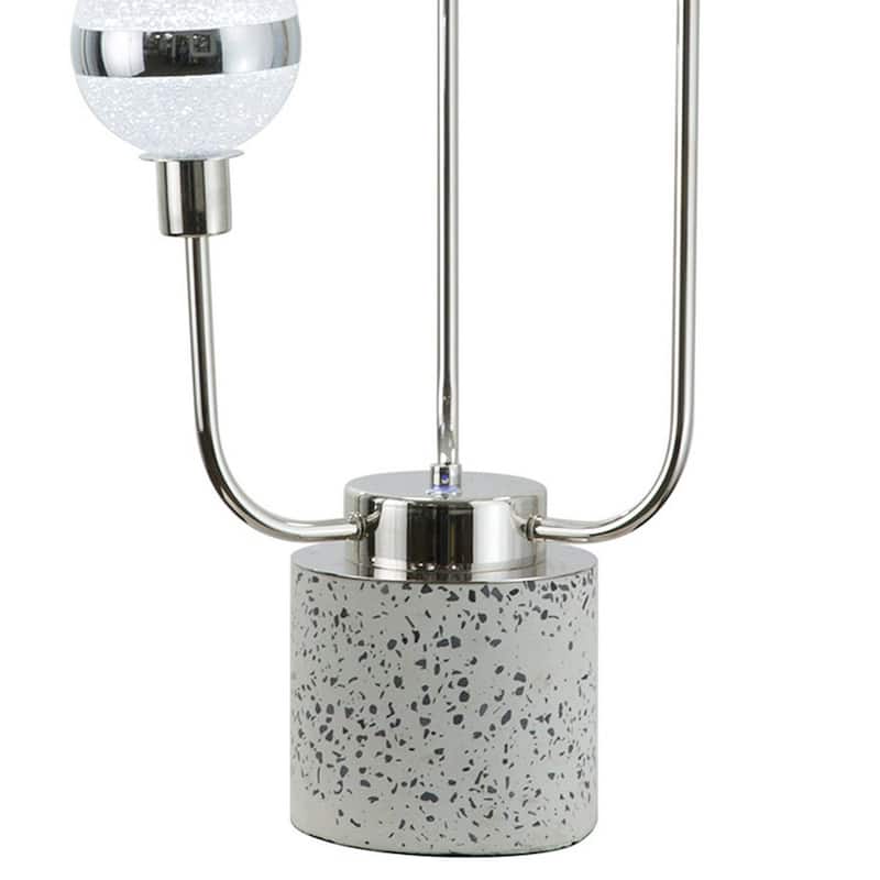 32 Inch Table Lamp, Accent LED Light, Globe Glass Shade, Round Base, Nickel