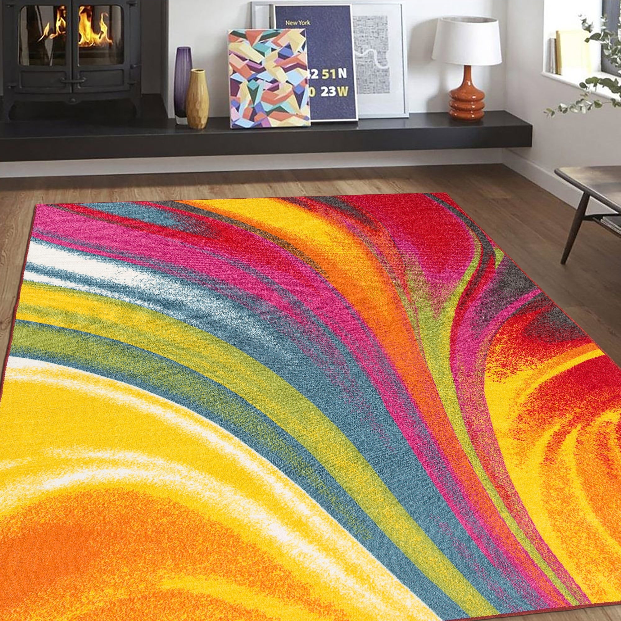 Rainbow Whirlpool Home Decor Round Carpet Yoga Area Rug Kid Child Play Floor Mat 