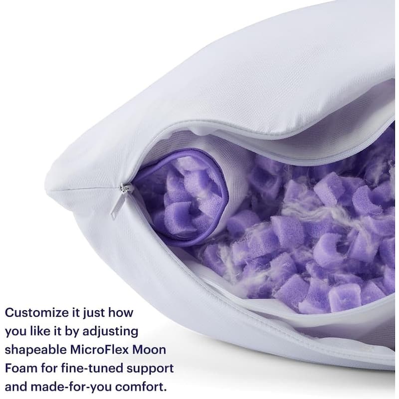 Purple - Freeform Modern Adjustable Pillow with Honeycomb GelFlex® Grid and MicroFlex™ Moon Foam Support - White