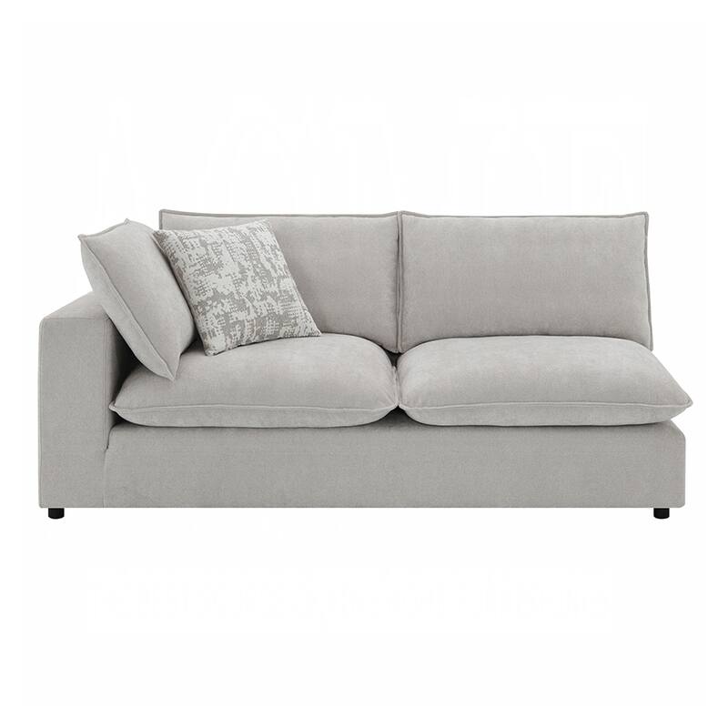 Upholstered Modular Left Facing Loveseat with 2 Pillows in Beige - Beige