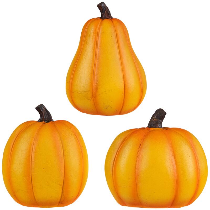 "Thanks, Today, Tomorrow, Always" Fall Harvest Pumpkin Decorations - 5.5" - Set of 3