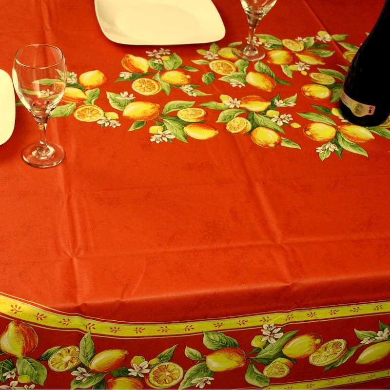 Wipeable Spill Resistant Provencal Cotton Cannes Collection Tablecloth