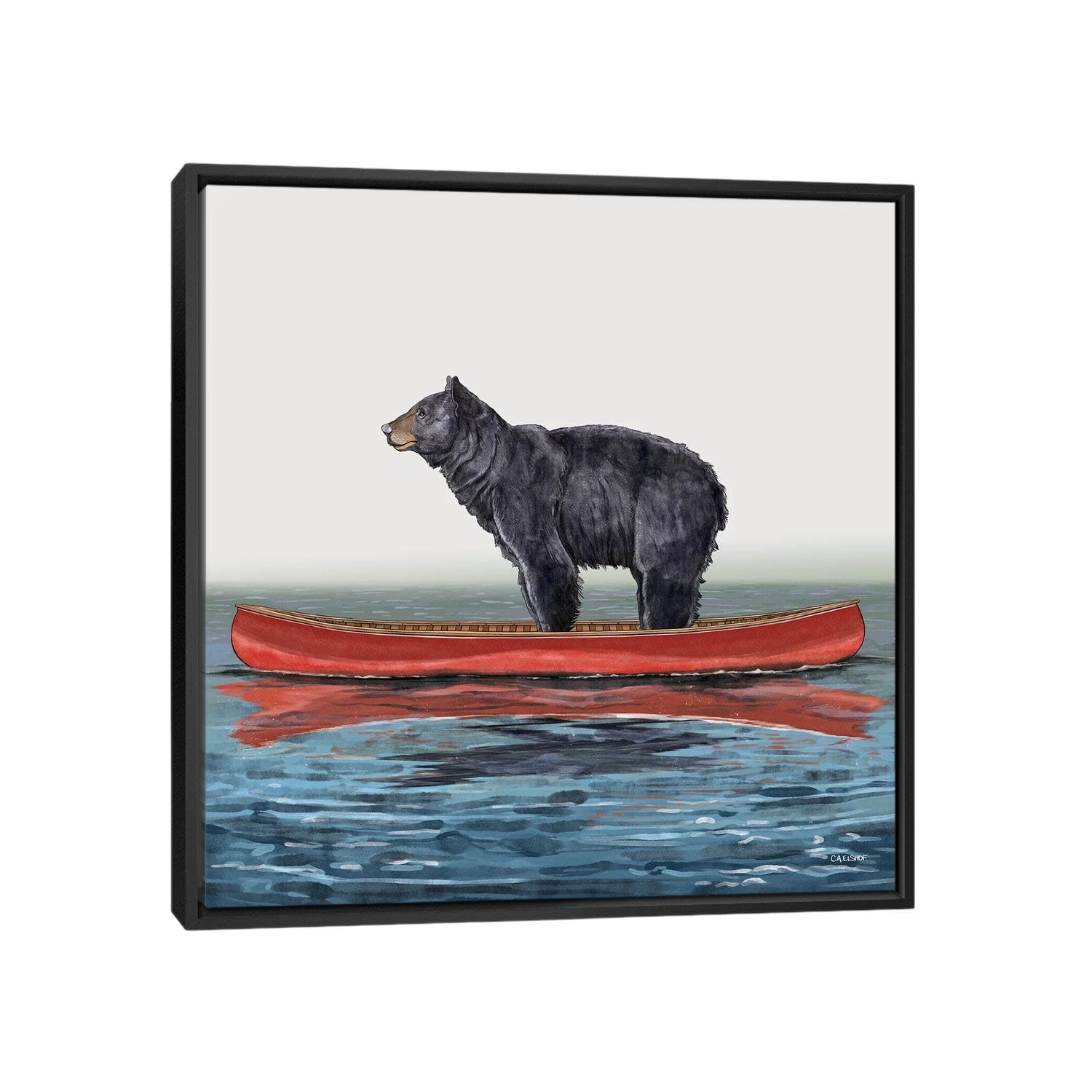 iCanvas "Bear In Canoe" by Carolynn Elshof Framed Canvas Print