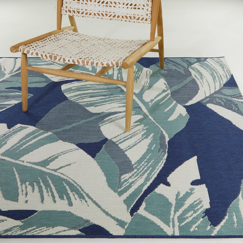 Bissen Botanical Palm Leaf Indoor/Outdoor Area Rug - 7'10" x 10' - Teal