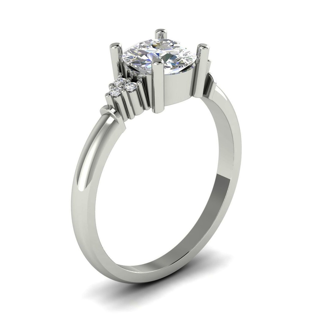 Solid 925 Sterling Silver Round Cut Classic Crown Solitaire Wedding Engagement Ring CZ Cubic Zirconia 1.25ct.