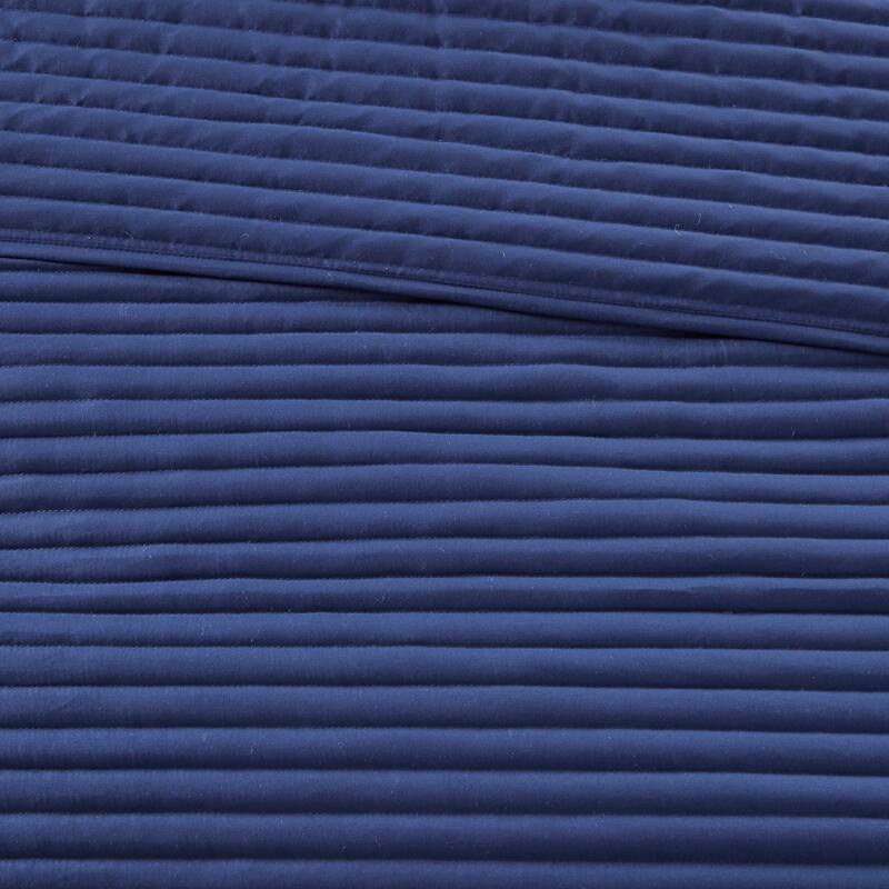 8 Piece Printed Seersucker Comforter and Quilt Set Collection Blue Full/Queen