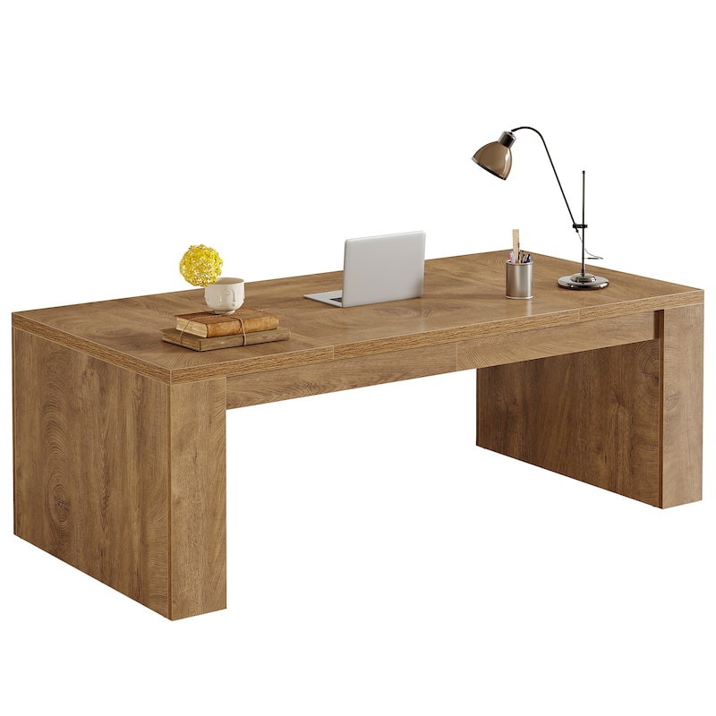 70.9-Inch Wooden Computer Desk, Large Farmhouse Executive Office Desk