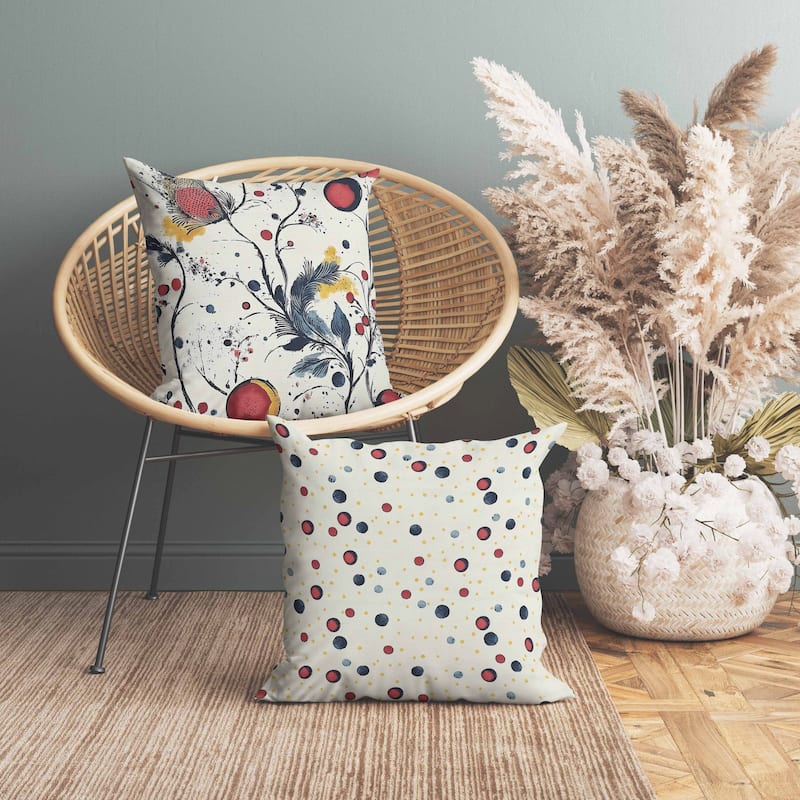 Spotted Garden Indoor/Outdoor Reversible Throw Pillow Beige and Red