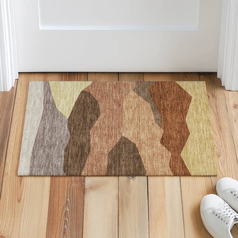 Machine Washable Indoor/ Outdoor Modern Dacono Chantille Rug