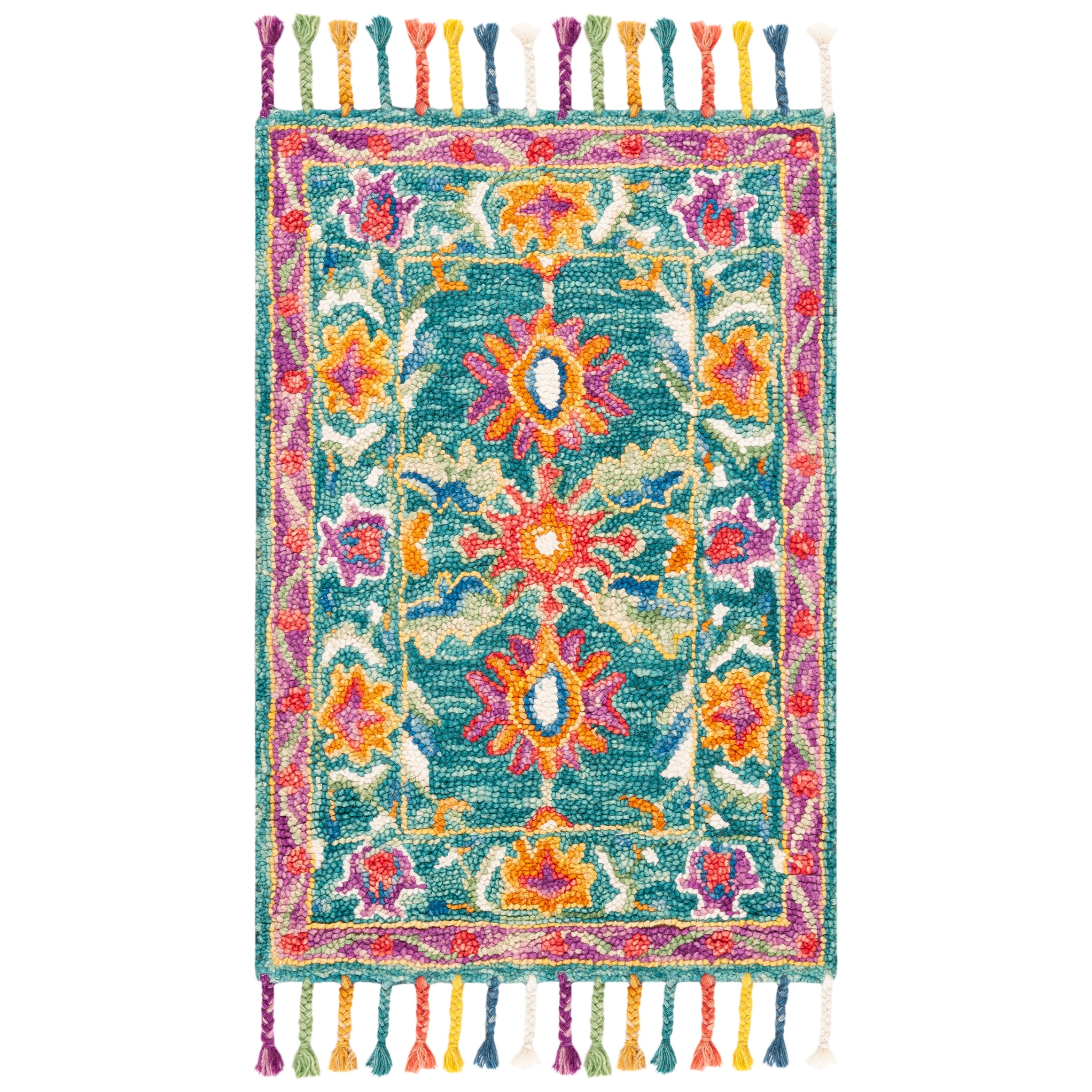 Safavieh Aspen Collection 4' x 6' Grey/Brown APN139G Handmade Floral Tassel  Wool Area Rug