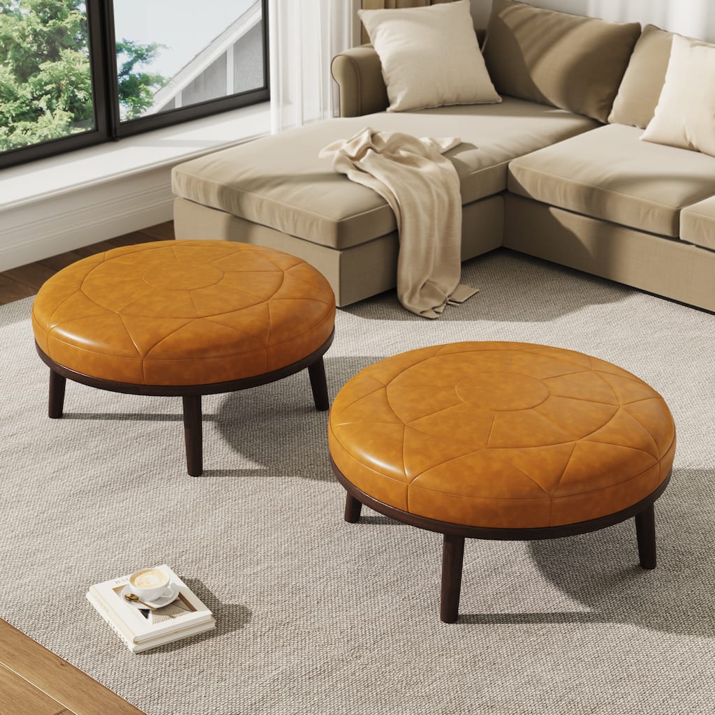 Oversized Full-Grain Genuine Italian Leather Ottoman