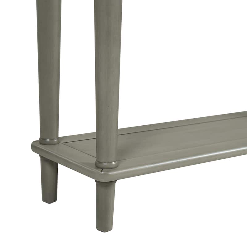 Roomfitters Retro Entryway Console Table with 4 Storage Spaces and Open Shelf for Entry, Living Room, or Hallway