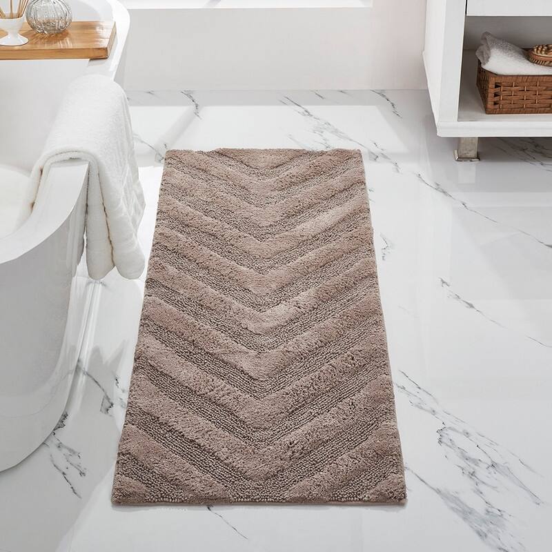 Better Trends Bathroom Rug Set 100% Cotton Tufted Water Absorbent Bath Rug for Shower, Sink Mats Machine Wash Hugo Collection - 4 Piece Set 17"x24" | 20"x20" | 21"x34" | 20"x60" - Beige