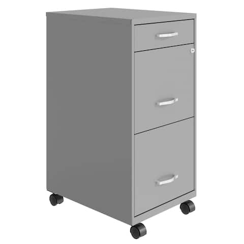 Space Solutions 18 In Wide 3 Drawer Mobile Organizer Cabinet for Offices, Silver