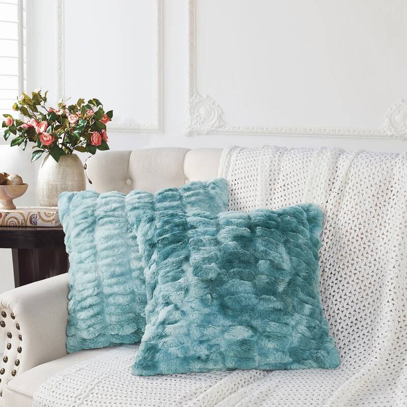 Serenta Shar Pei FauxFur 2 Piece Pillow Shell Set, NO INSERT - 26" x 26" - Trellis