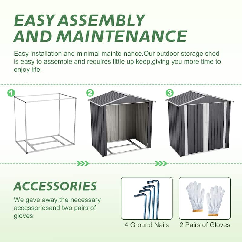 6x4 FT Metal Outdoor Storage Shed Metal Shed with Lockable Door
