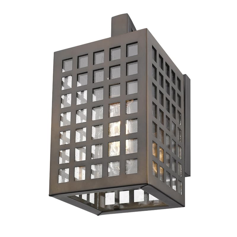 Outdoor Wall Flush Mount 1-Light with Glass Shade and Steel Wet Rated Fixture LED A19 Compatible - 10.75" H x 5" W x 7" D