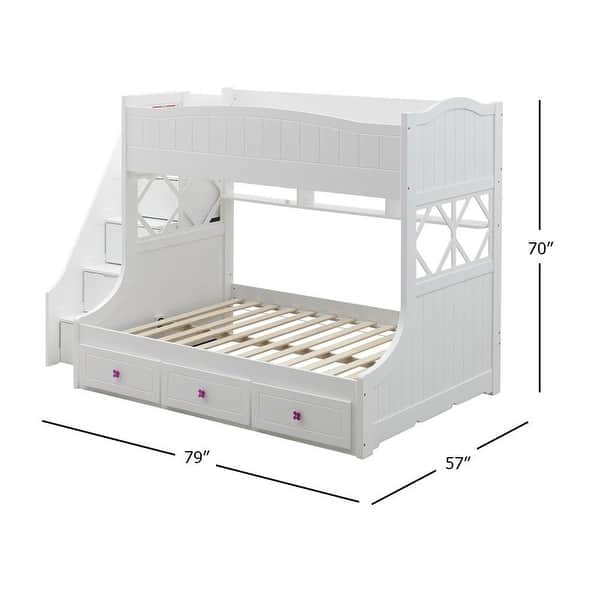 Twin/Full Bunk Bed with Storage Ladder & Drawers