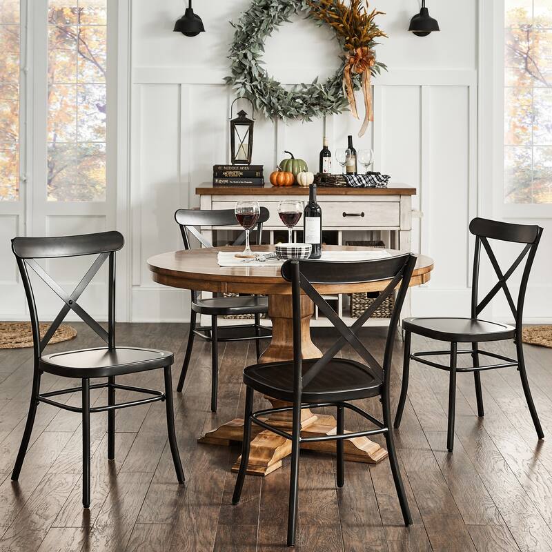Eleanor 5-Piece Dining Set with Metal X-Cross Back Chairs by iNSPIRE Q Classic