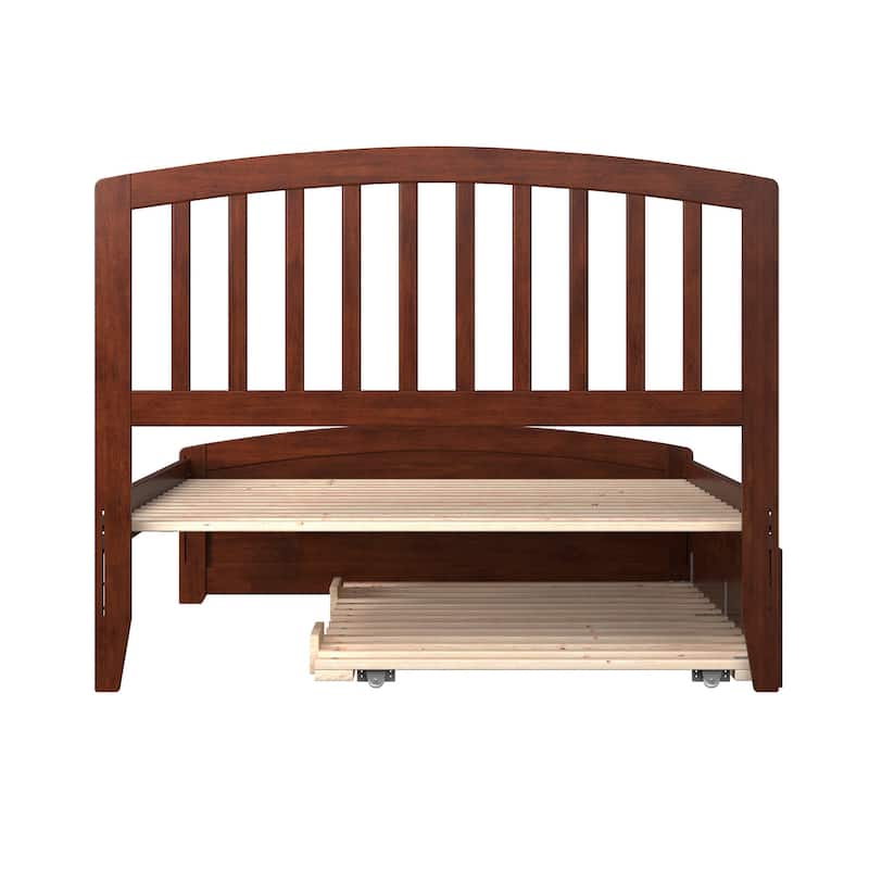 Richmond Full Bed with Footboard and Twin Trundle Bed in Walnut