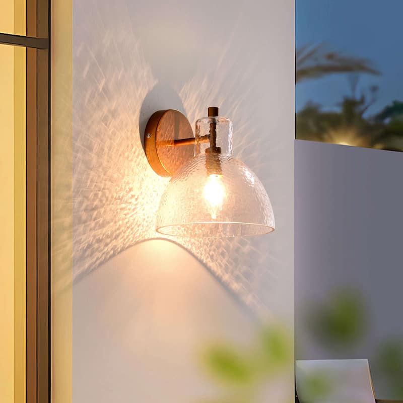 Alda 1 Light Brushed Brass Clear Glass Bowl Shade Wall Sconce
