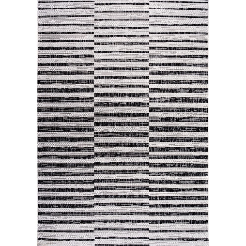 JONATHAN Y Grid Modern Offset Stripe Indoor/Outdoor Area Rug