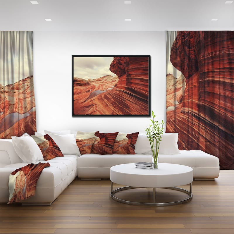 Designart "Vermillion Cliffs At Dawn View" Oversized Landscape Framed Canvas Art