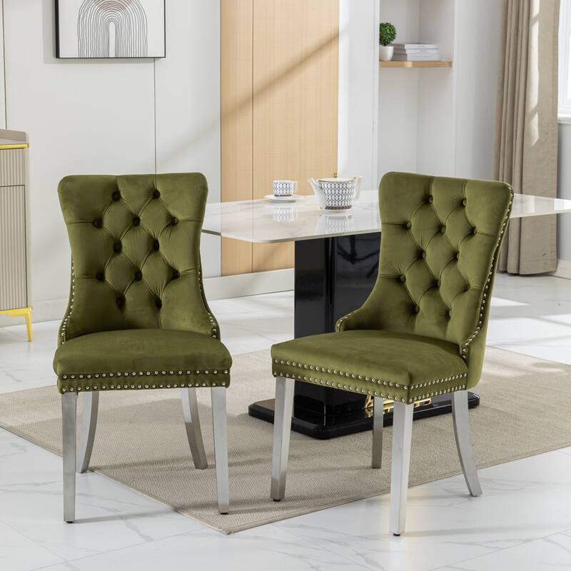 Modern, High-end Tufted Solid Wood Contemporary Velvet Upholstered Dining Chair Set of 2