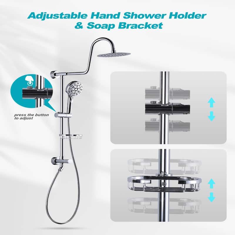 WOWOW Wall Bar Shower Kit 8 in. Rain Shower Head with Hand Shower