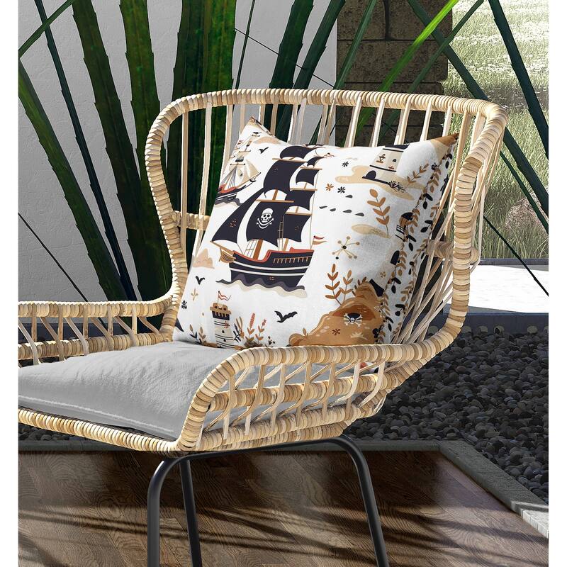 Treasure Island Indoor/Outdoor Reversible Throw Pillow Black and Orange