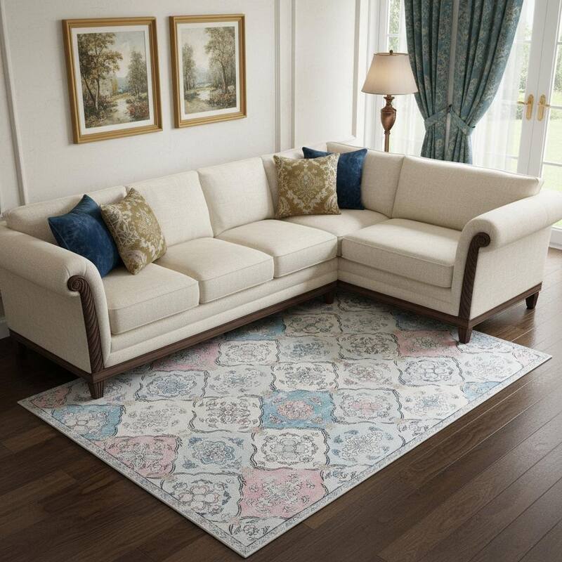 HomeRoots Patchwork Traditional Rectangle Area Rug - 6' X 9' - 6' X 9'