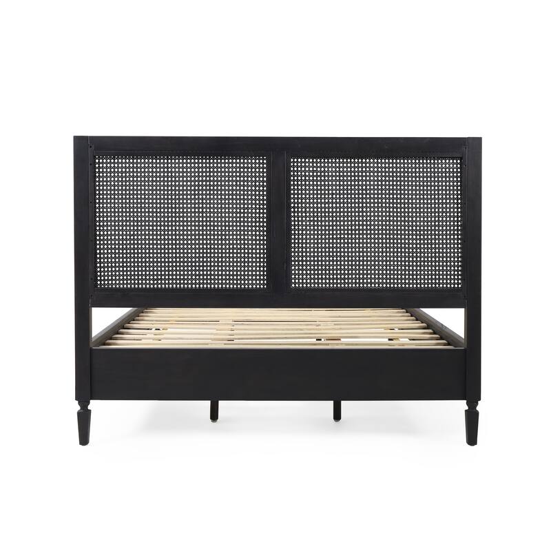 Rustic Queen Acacia Wood Bed with Strong Slats Support