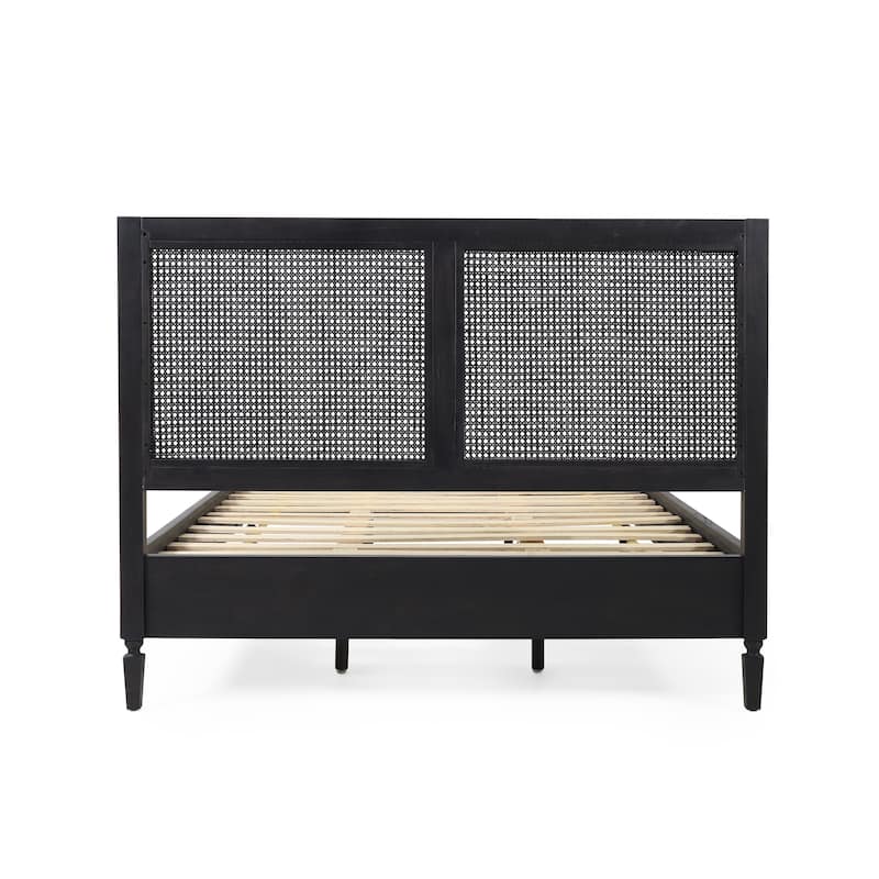 Rustic Queen Size Acacia Wood Bed with Strong Slat Support