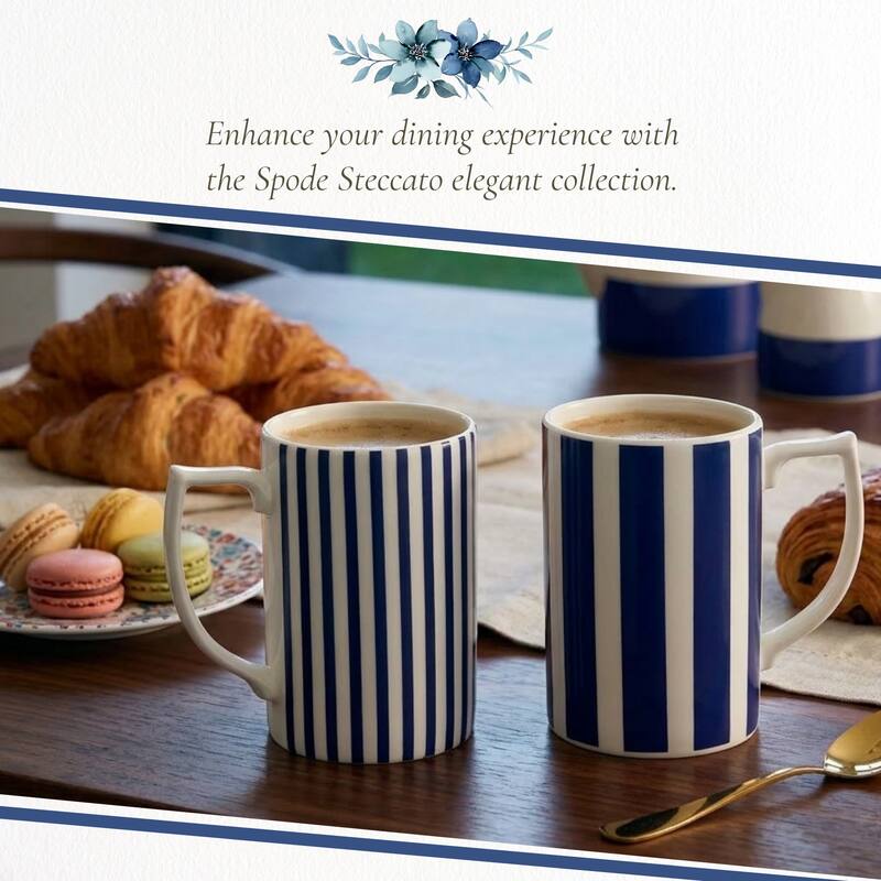 Spode Set of 4 Steccato Stripe Mugs - 12 oz