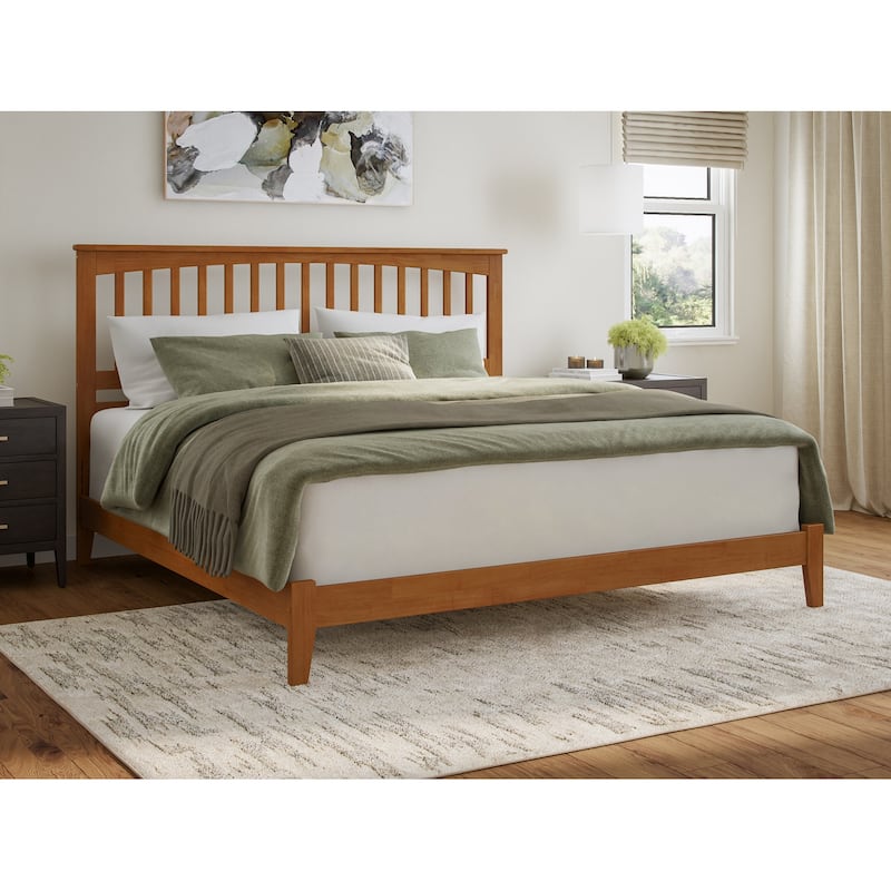 AFI, Mission Solid Wood Low Profile Platform Bed - Light Toffee - King