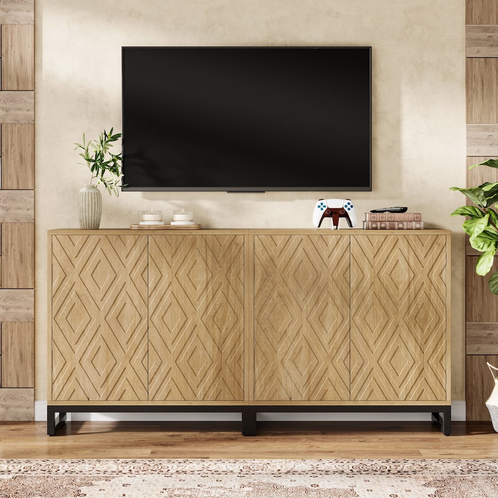 57-inch Farmhouse Kitchen Buffet Cabinet Sideboard with Storage