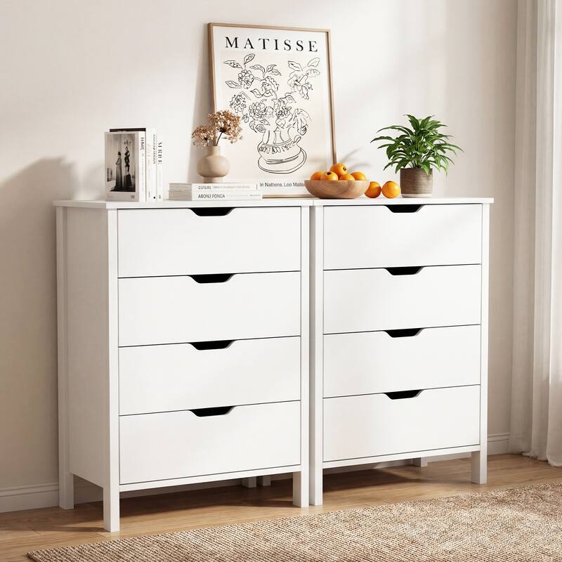 Gymax 4-Drawer Dresser Nightstand w/Handles Anti-Tipping Kits&Deep