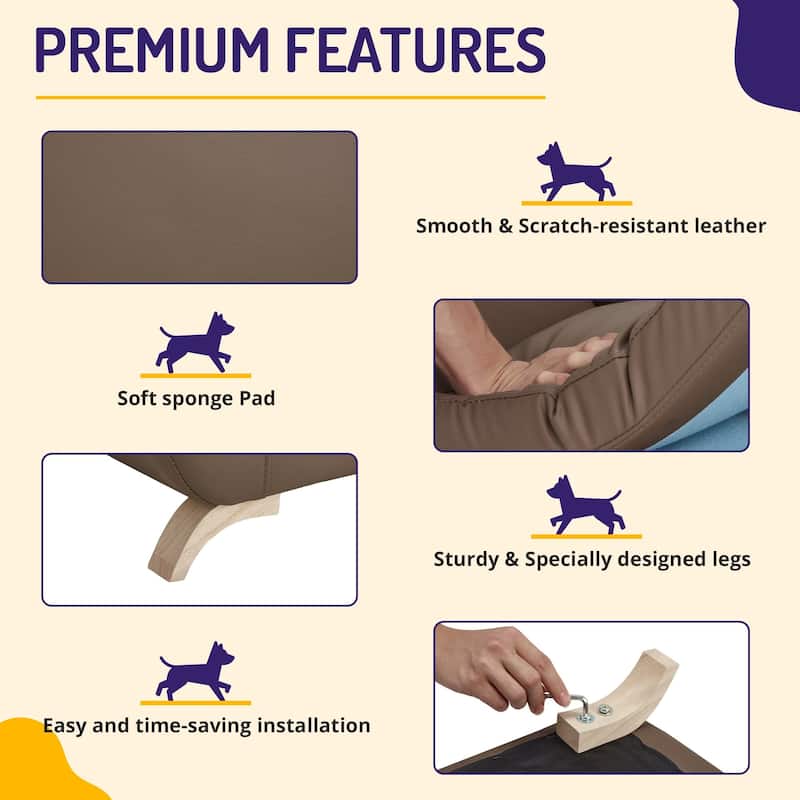 EROMMY Modern Pet Couch for Dogs, Leather Pet Bed for Medium & Small Sized Animals, Suitable for Living Room, Bedroom, Balcony