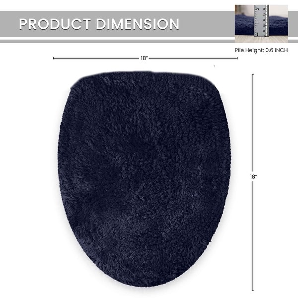 dimension image slide 13 of 17, Home Weavers Waterford Collection Cotton Toilet Lid Rug | Elastic Fit | Fit Most Standard Toilet Lid | 18"x18"