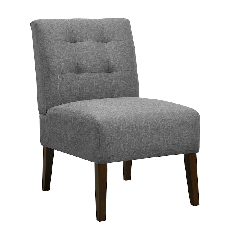 Orange Modern Armless Accent Chair - Tufted Upholstery, Wood Legs, Pin Back, Multi-Scene Fabric Side Chair - Grey