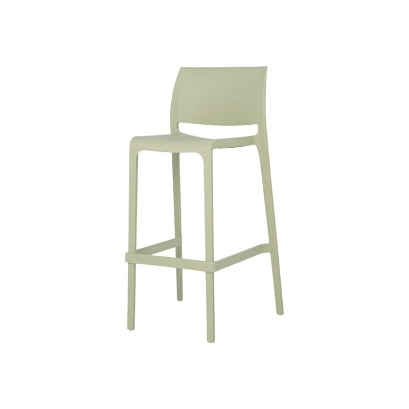 HomeRoots Set of Two 30" Green Heavy Duty Plastic Low Back Outdoor Bar Height Chairs