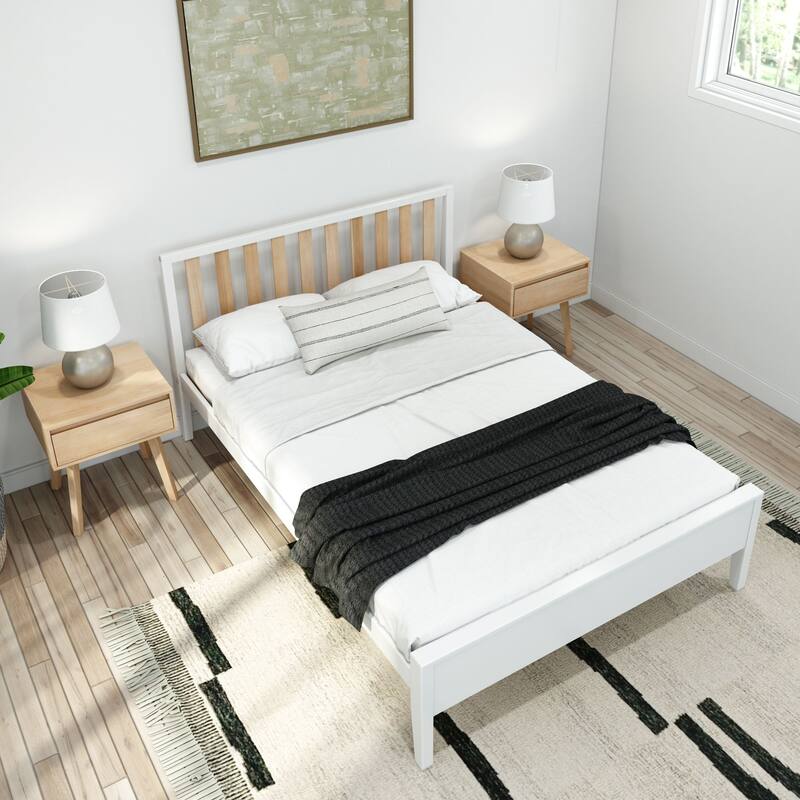Plank and Beam Modern Full-Size Bed with Slatted Headboard