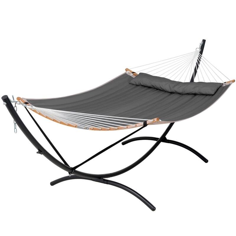 Portable Freestanding Hammock with Curved Stand for Outside - Dark Gray