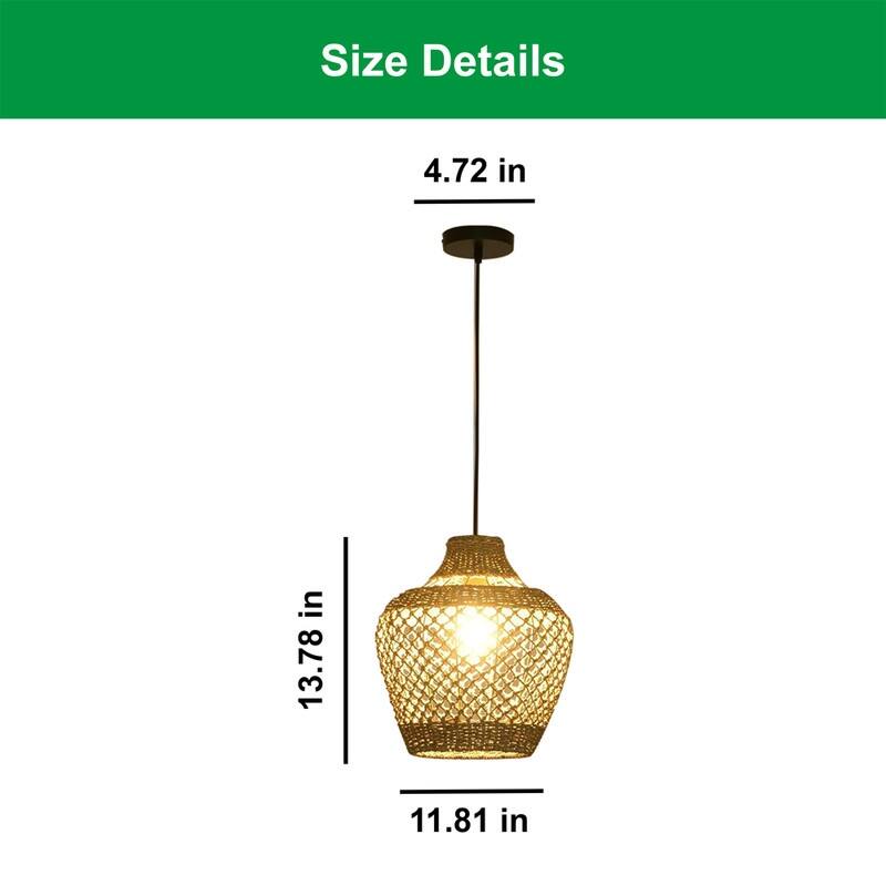 2 Pack indoor lighting rattan, black pendant light rattan kitchen chandelier