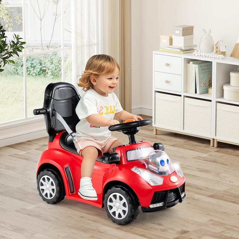 Baby Walking Car with Interactive Lights Horn Sounds and Storage Compartment for Toddlers - 38" x 16" x 35.5"